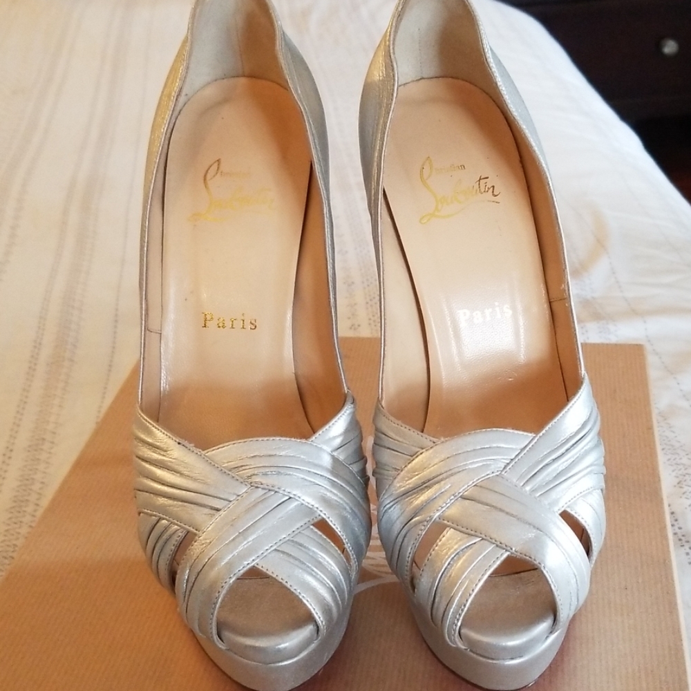 Christian Louboutin Siver Aborina Calf Pumps
